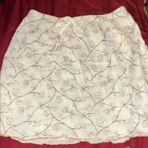 Elegant Cream Floral Embroidered Skirt
